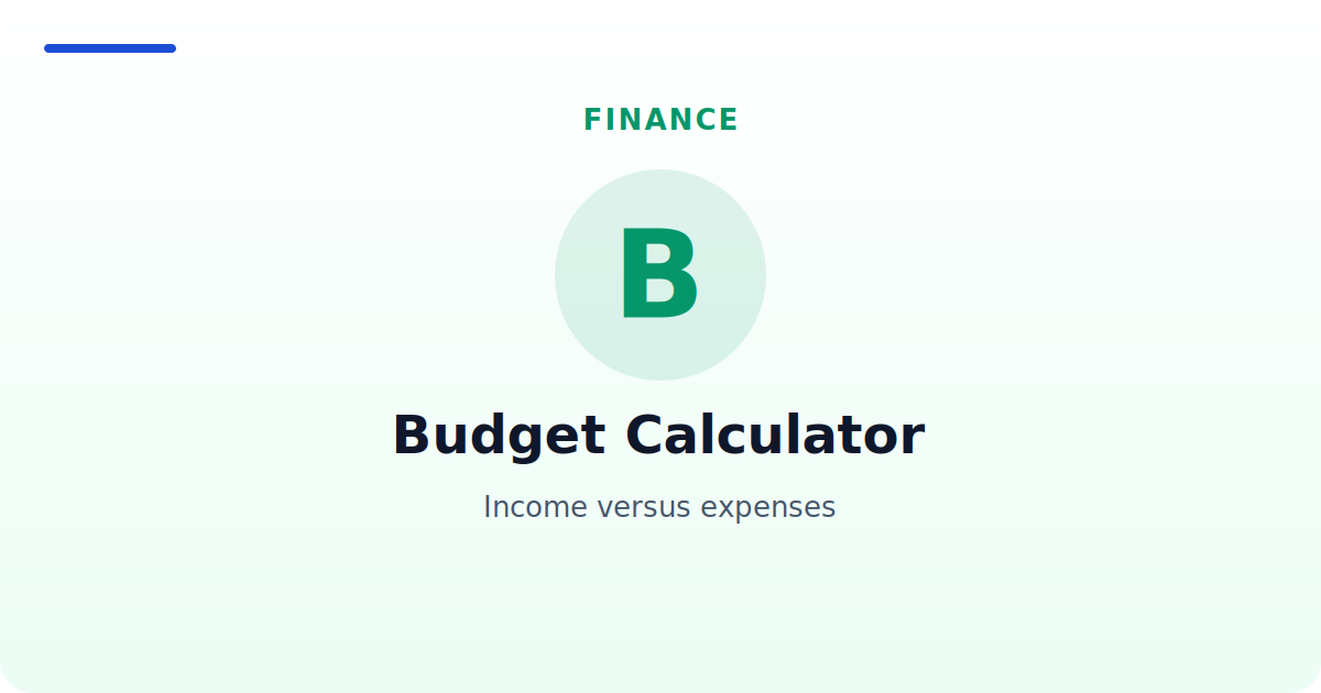 Budget Calculator — Income versus expenses