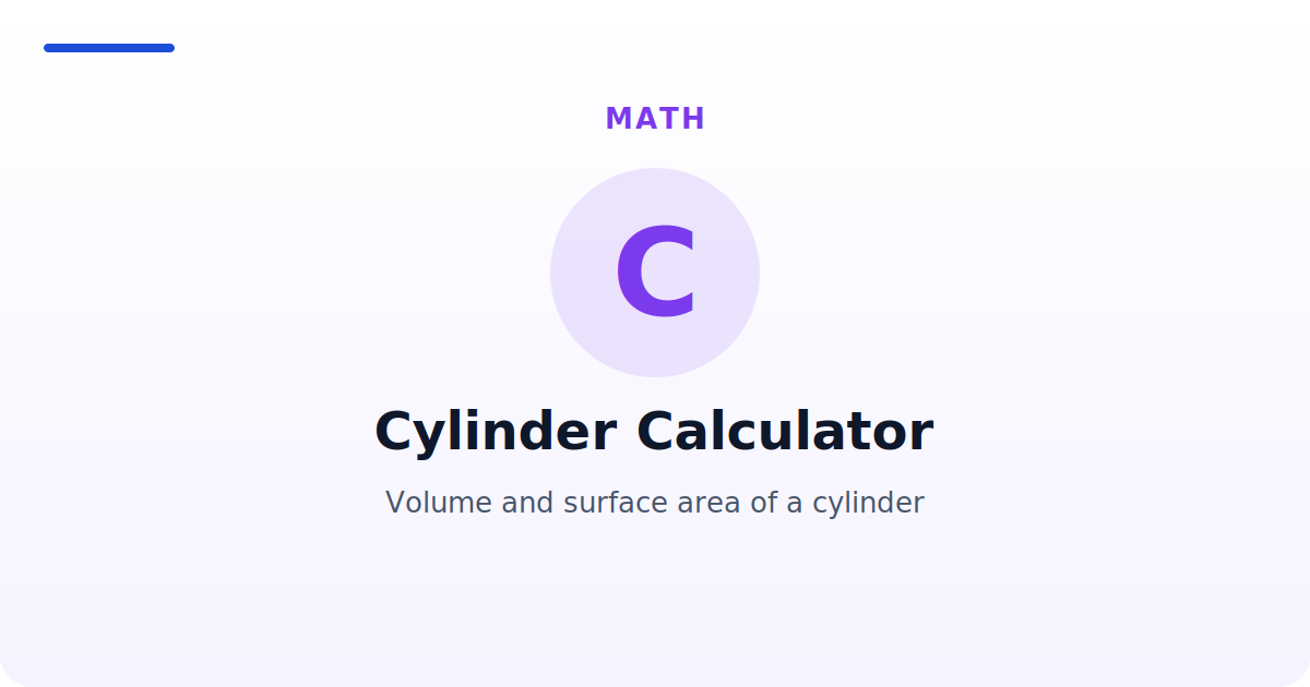 Cylinder Calculator — Volume and surface area of a cylinder