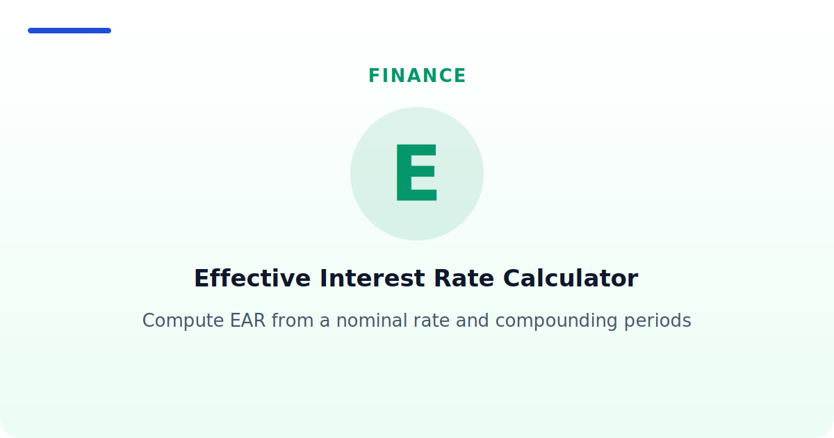 Effective Interest Rate Calculator — Compute EAR from a nominal rate and compounding periods