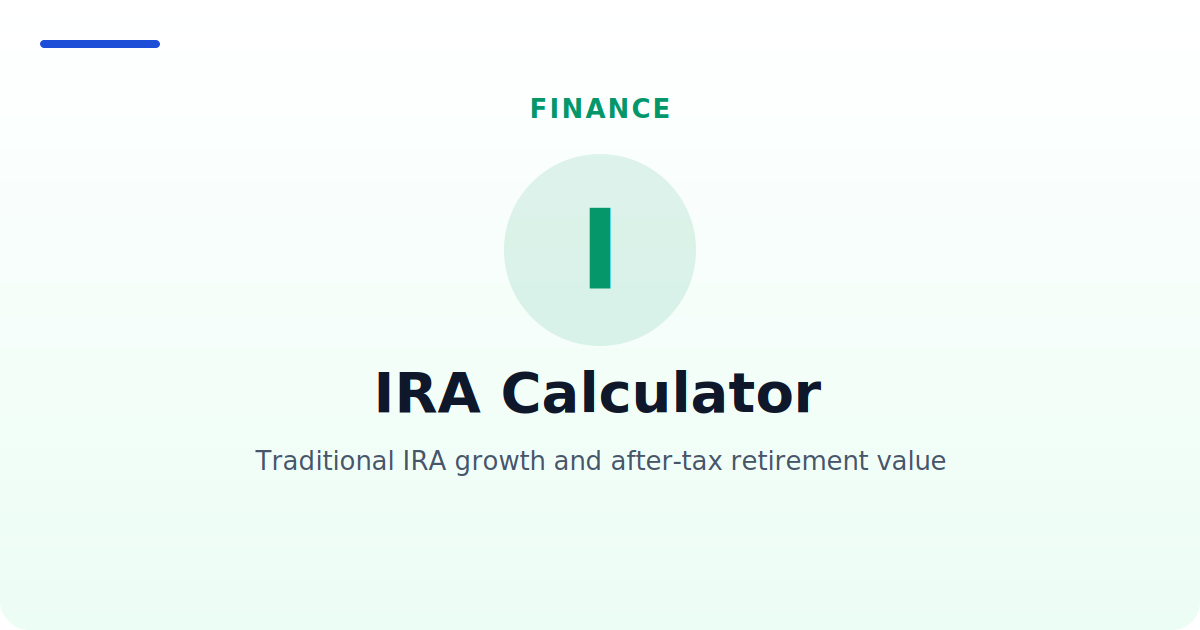 IRA Calculator — Traditional IRA growth and after-tax retirement value