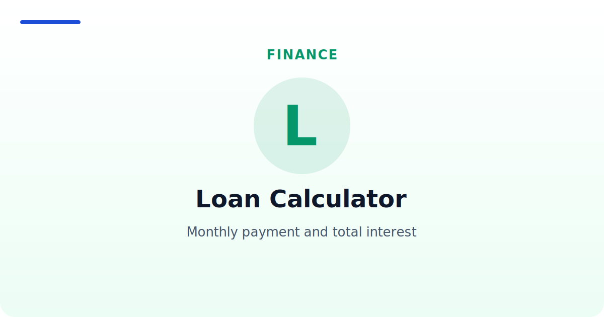Loan Calculator — Monthly payment and total interest