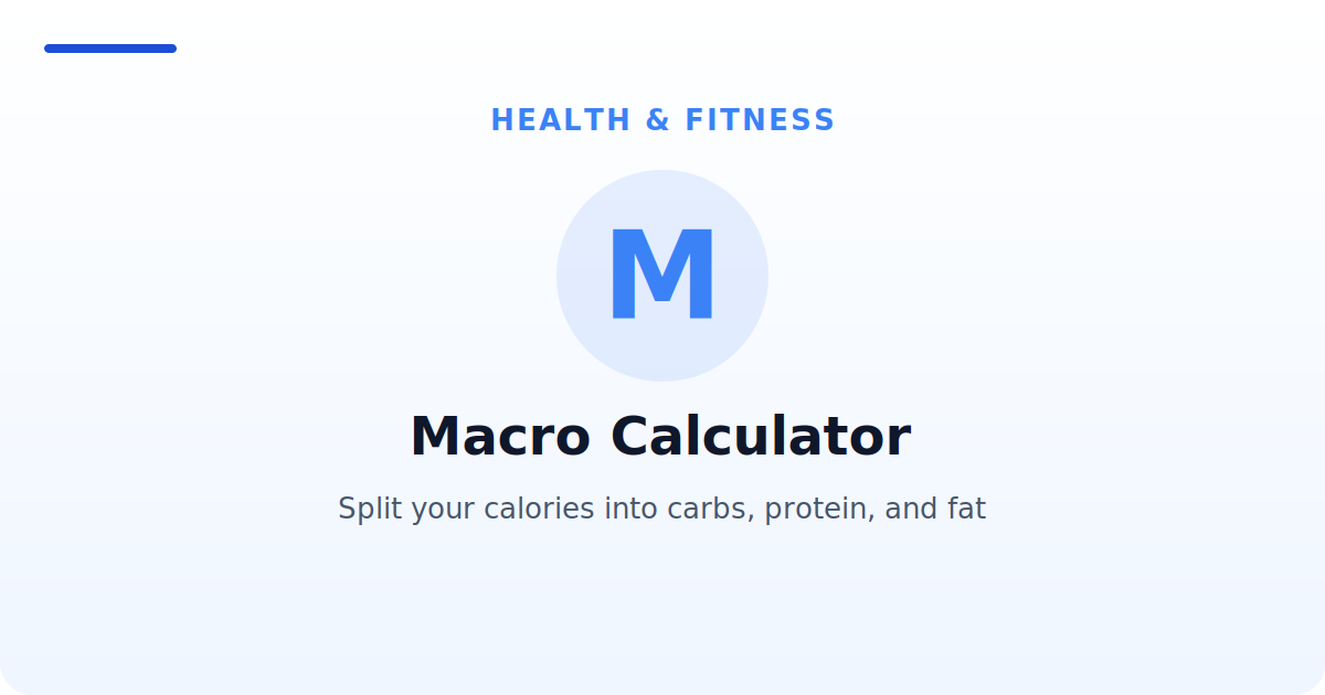 Macro Calculator — Split your calories into carbs, protein, and fat