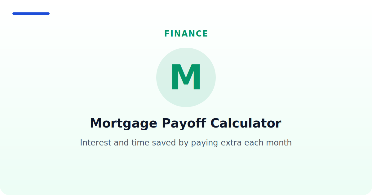 Mortgage Payoff Calculator — Interest and time saved by paying extra each month