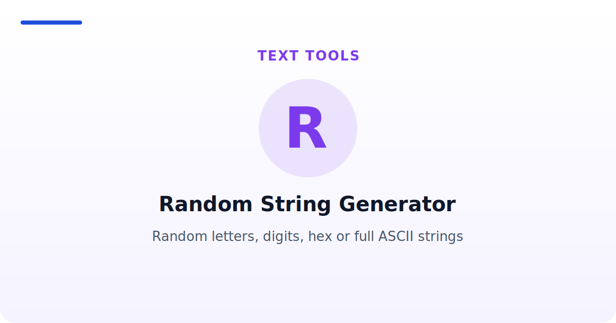 Random String Generator — Random letters, digits, hex or full ASCII strings