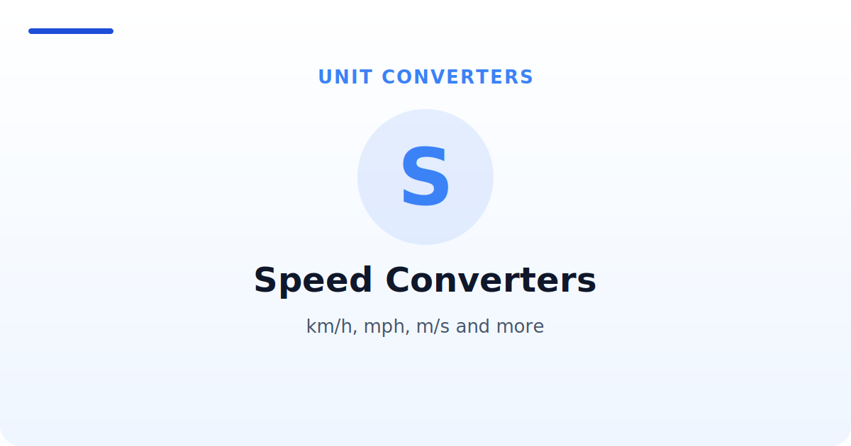 Speed Converters — km/h, mph, m/s and more