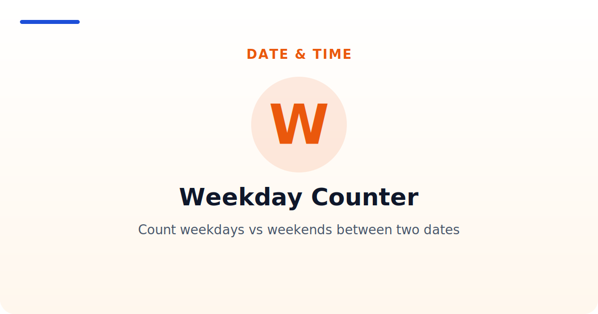 Weekday Counter — Count weekdays vs weekends between two dates